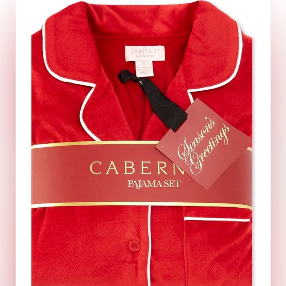Cabernet by Sleep Sense Red Velour Stretch Pajamas Size XL NWT